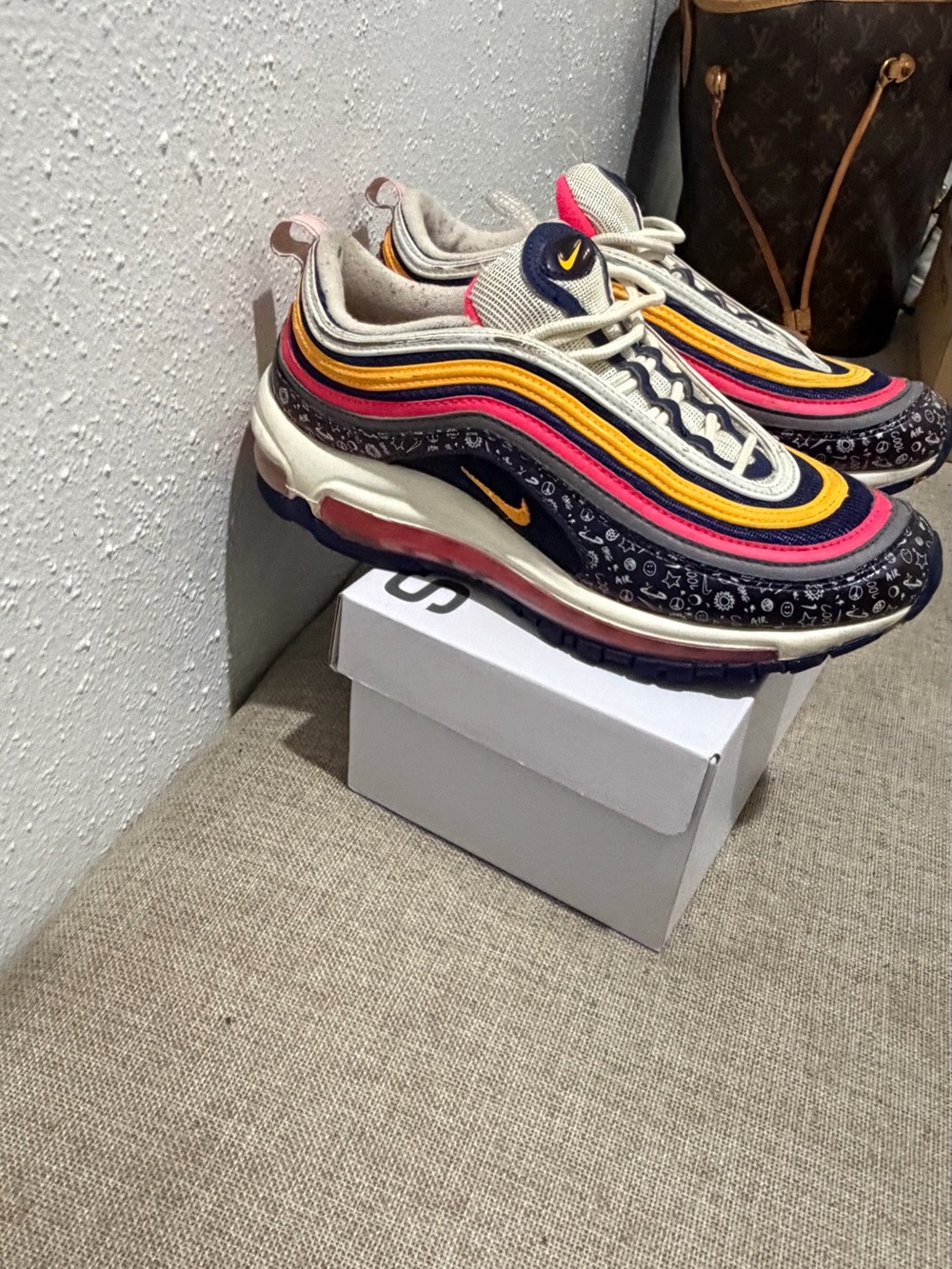 Nike Air Max 97 Cream Navy Pink Yellow Multicolor Sneaker